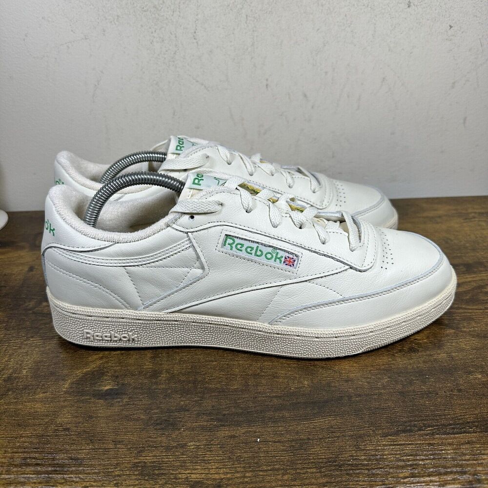 Reebok Club C 85 Vintage White Green Leather Sneakers Shoes Men's Size 11.5